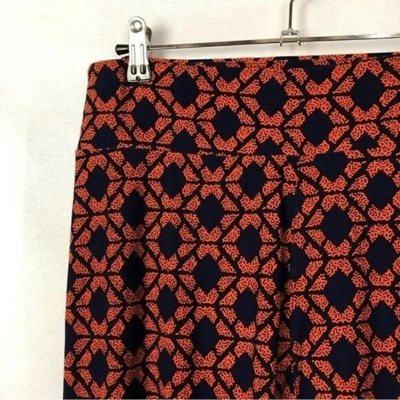 Lularoe Tall & Curvy Navy Blue & Orange Printed Leggings OS - Picture 3 of 3